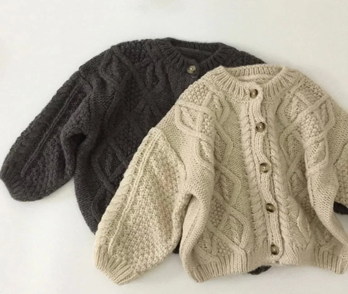 Knitted Crochet  Cardigan Jumper - Tumeric