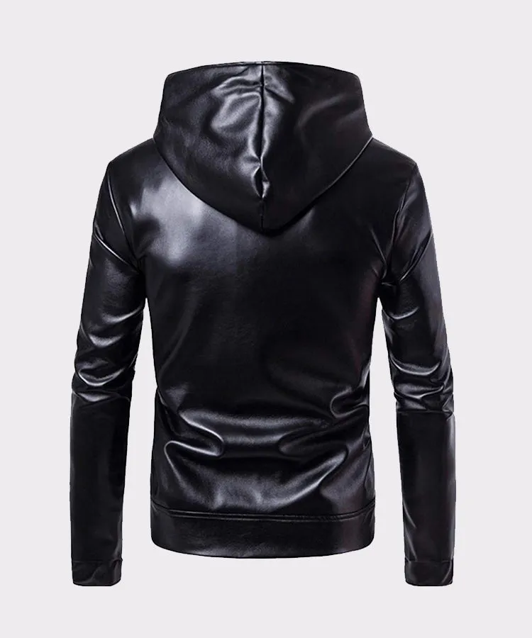 Men Leather Jacket Autumn & Winter Biker Motorcycle Zipper Outwear Warm Coat