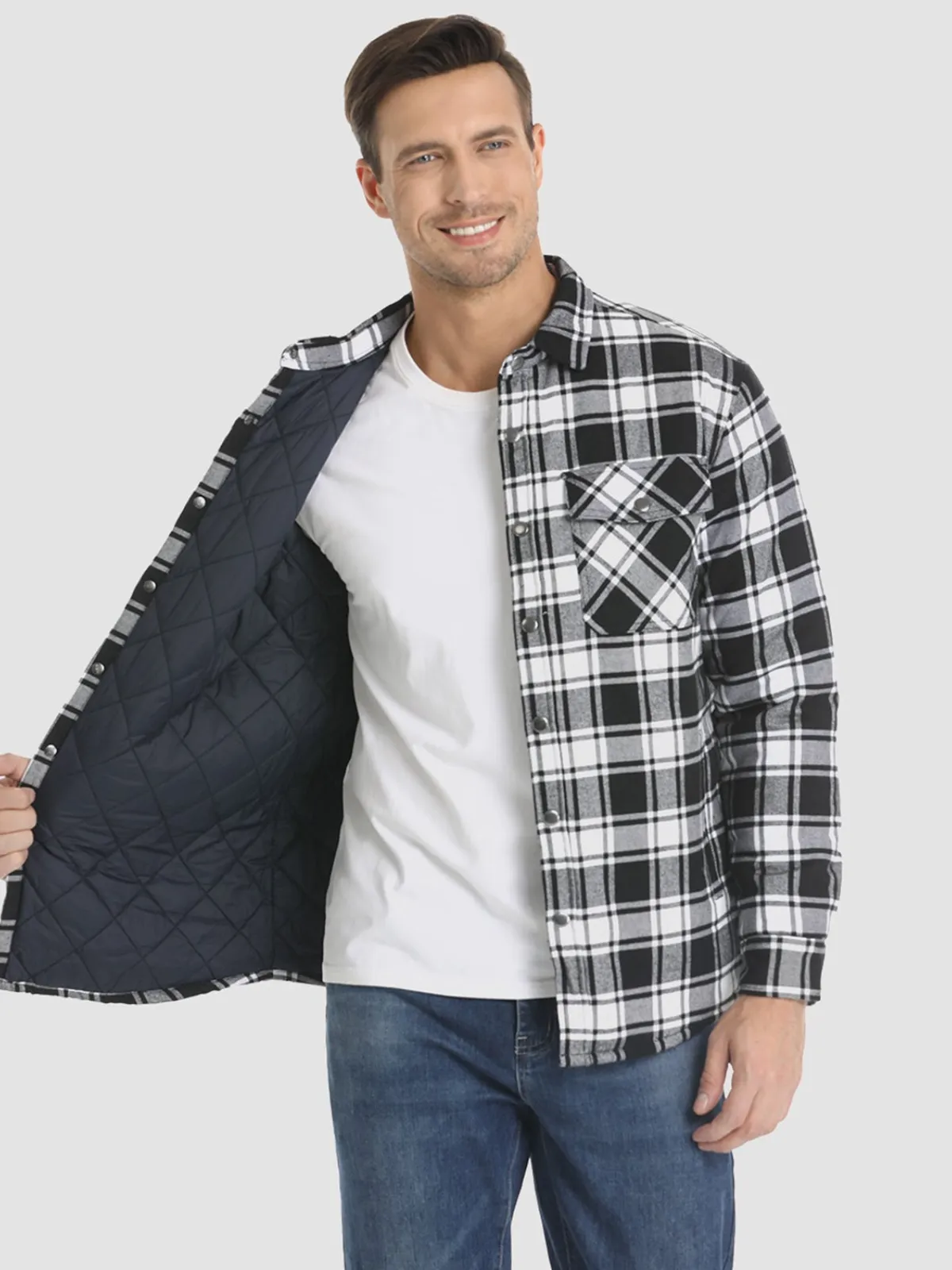 Men's Striped Flannel Shirt Jacket - Durable & Versatile Outdoor Wear