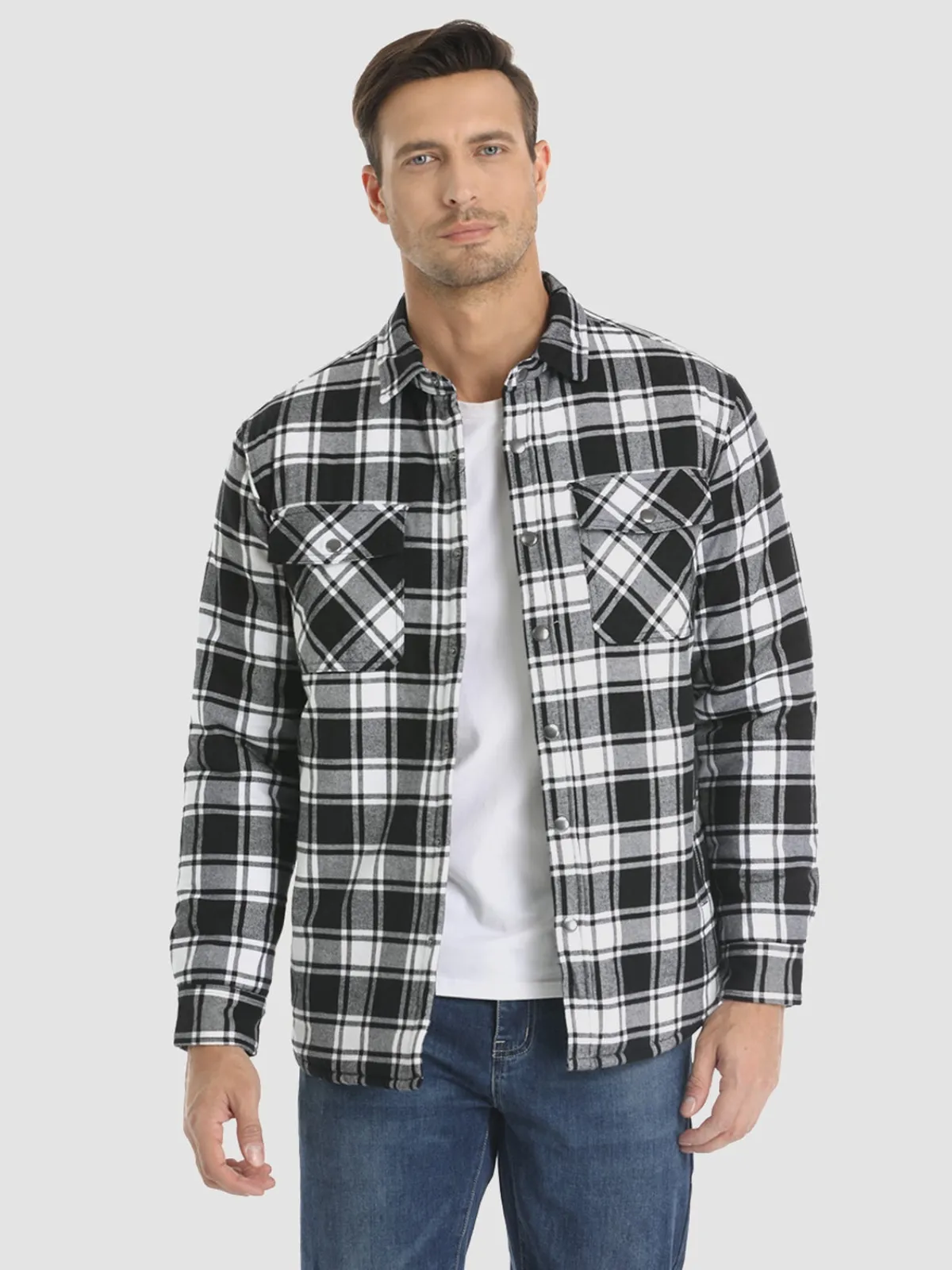Men's Striped Flannel Shirt Jacket - Durable & Versatile Outdoor Wear