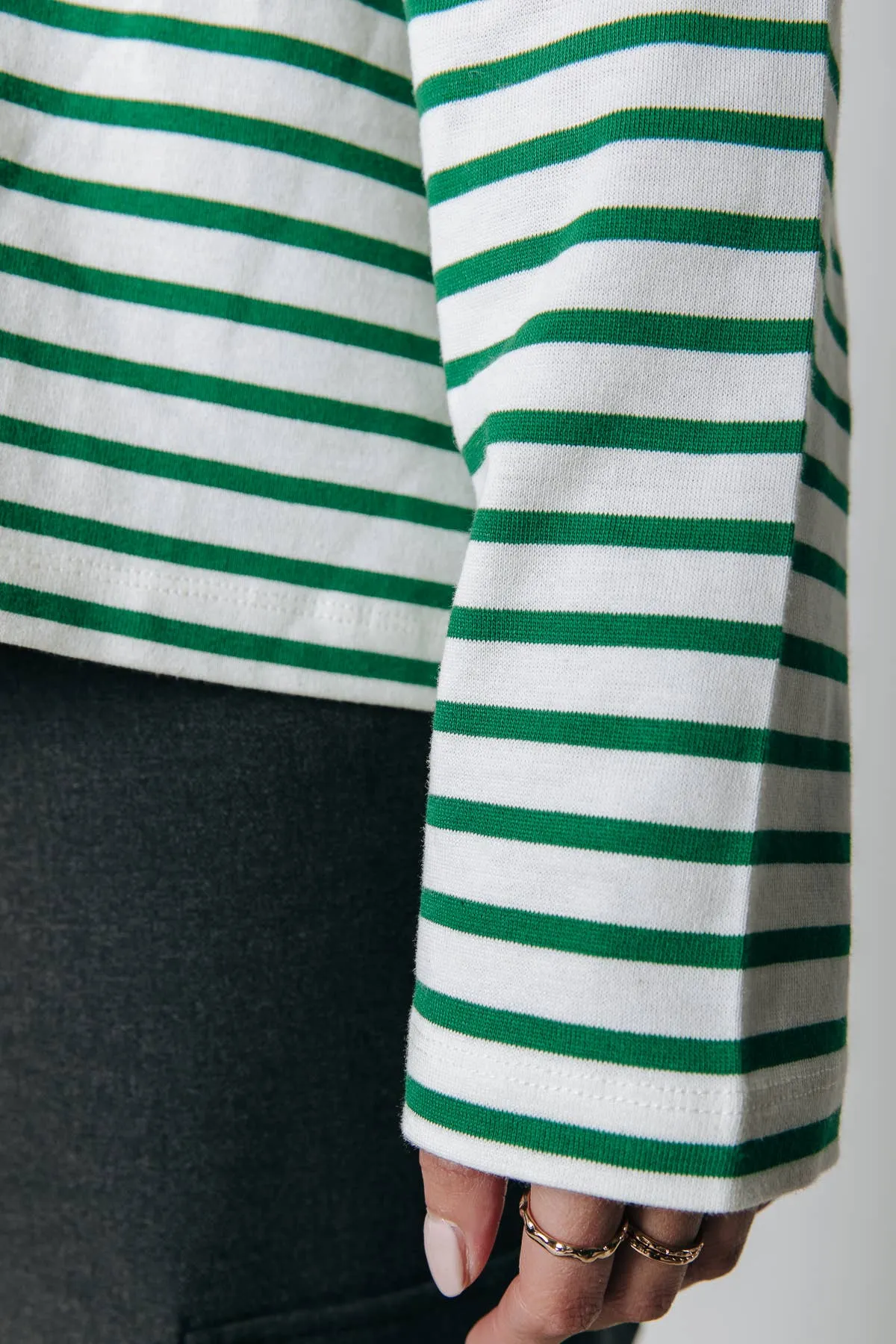 Mother Earth Stripe Longsleeve Tee: Off white