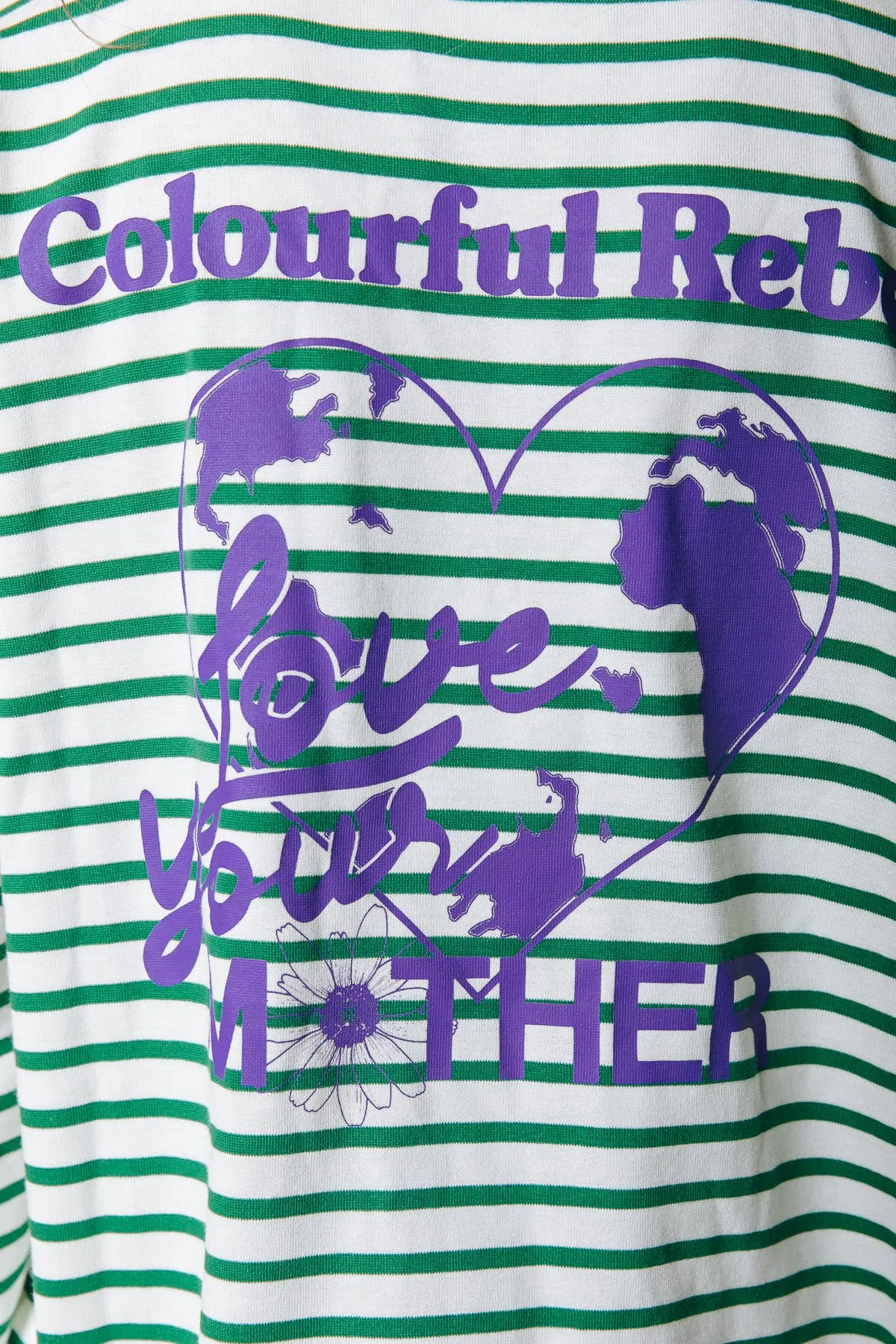 Mother Earth Stripe Longsleeve Tee: Off white