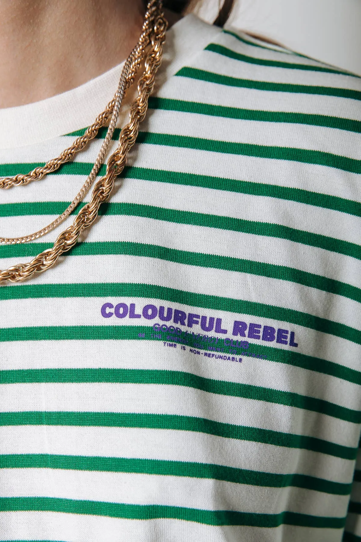 Mother Earth Stripe Longsleeve Tee: Off white