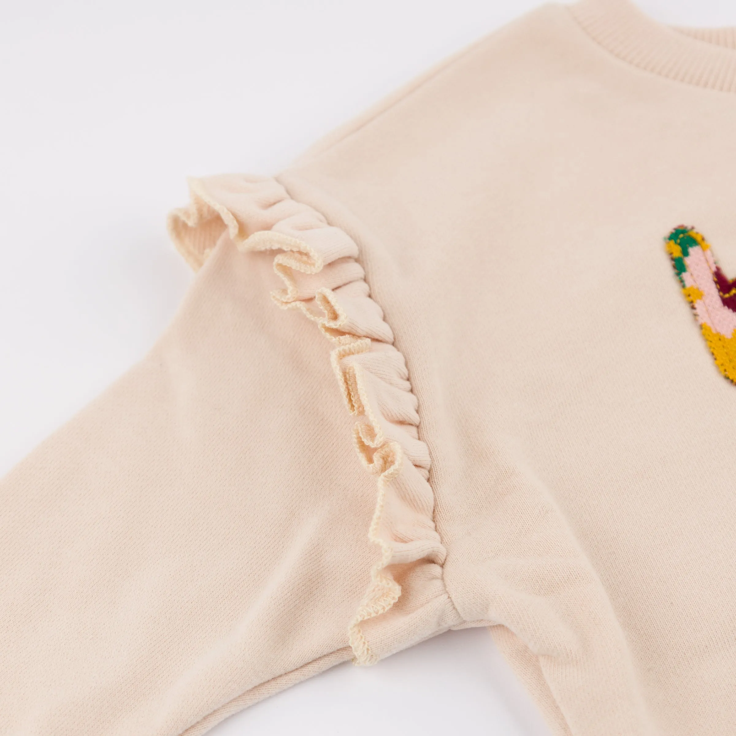 oh baby! Millie Slouch Sweatshirt - Quilted "happy" Applique - Pale Pink
