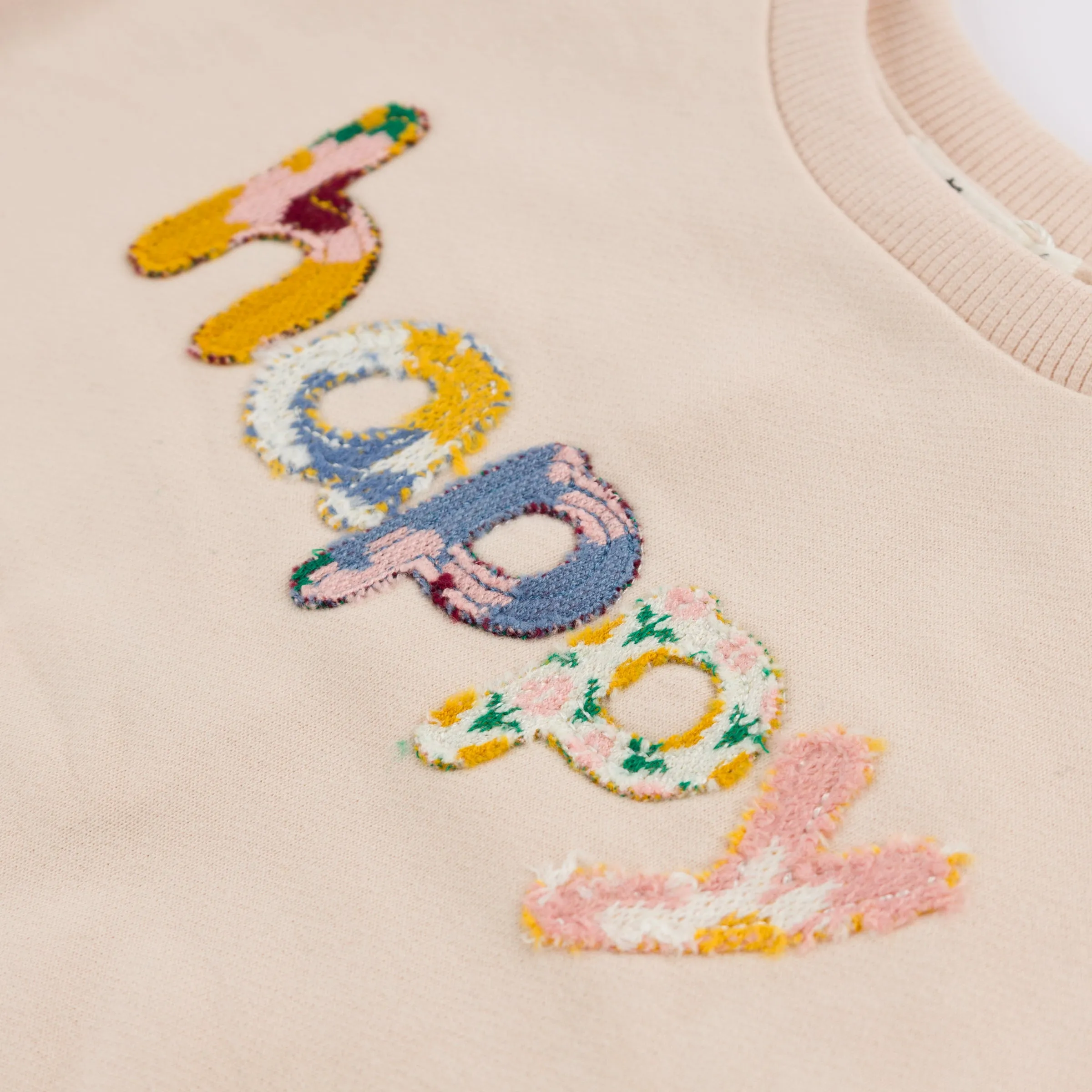 oh baby! Millie Slouch Sweatshirt - Quilted "happy" Applique - Pale Pink