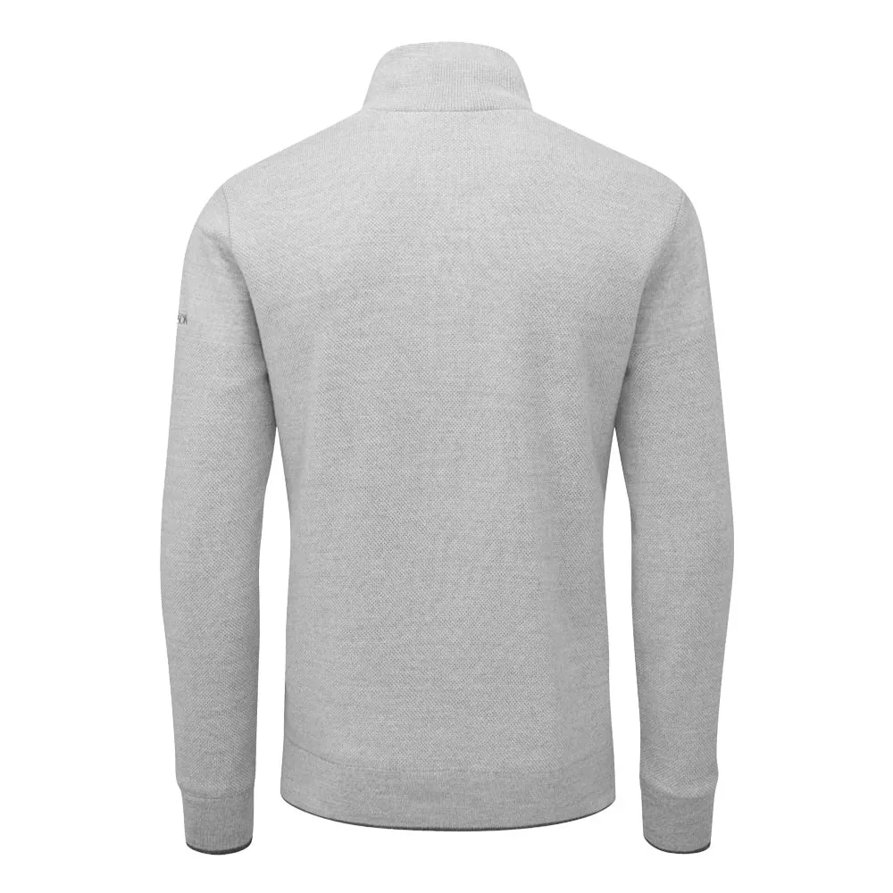 Oscar Jacobson Anders Lined 1/2 Zip Sweater - Grey Marl