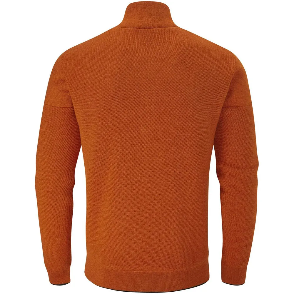 Oscar Jacobson Anders Lined 1/2 Zip Sweater - Orange Rust