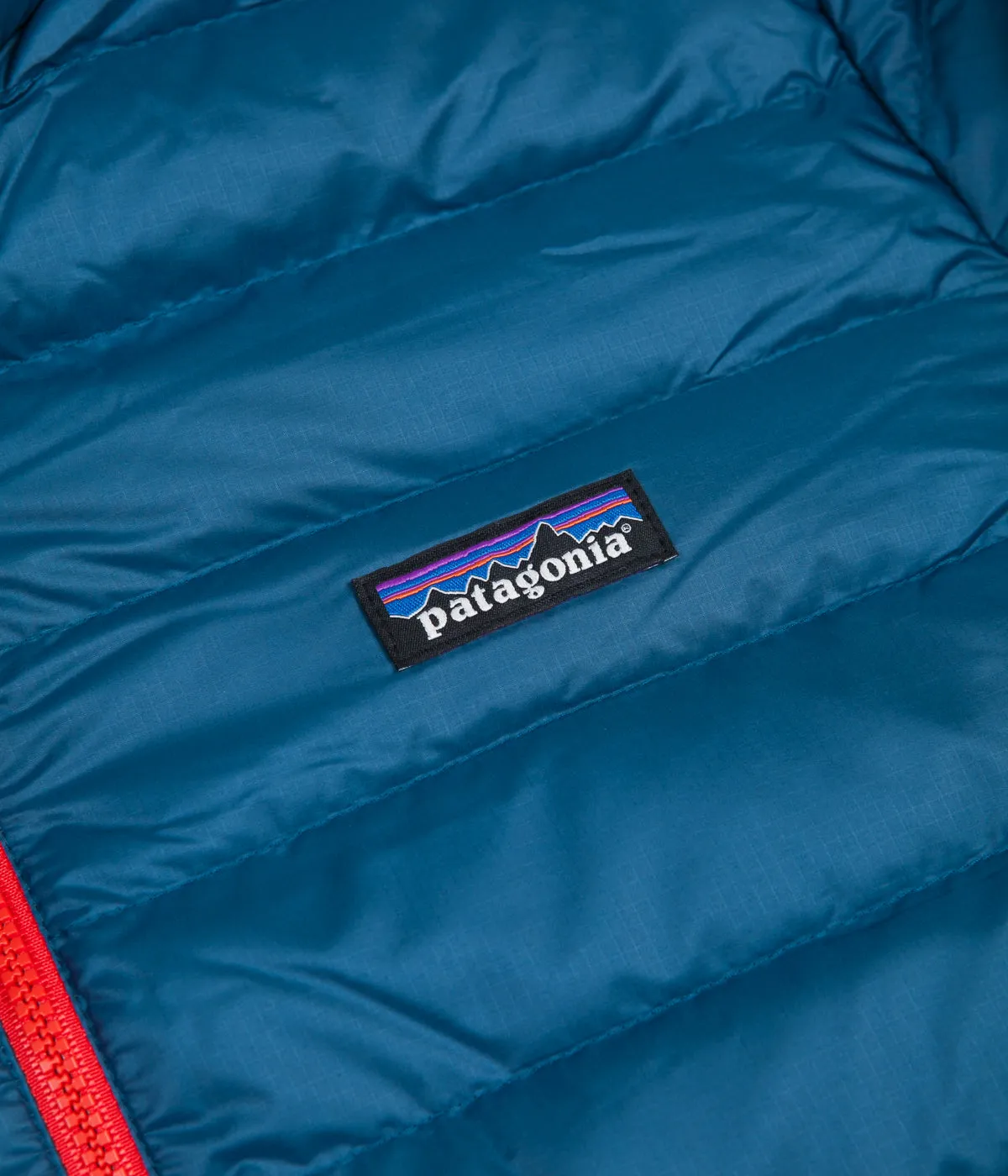 Patagonia Down Sweater Jacket - Big Sur Blue / Fire Red