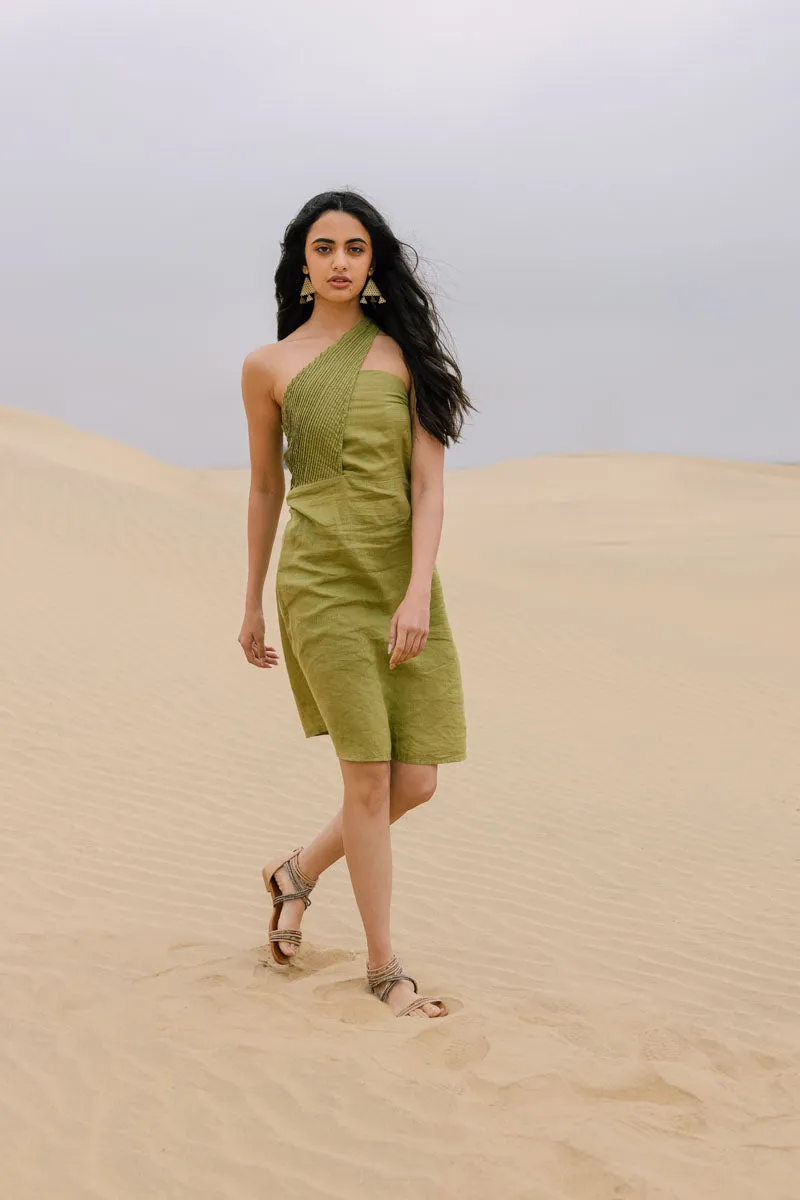 Pleated One Shoulder Dress