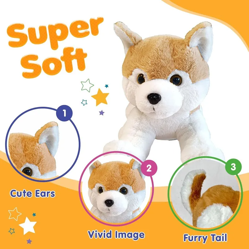 Plush Husky Dog Stuffed Animal Puppy Soft Toy - 30 CM (Brown)