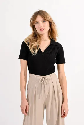 POLO SWEATER - BLACK