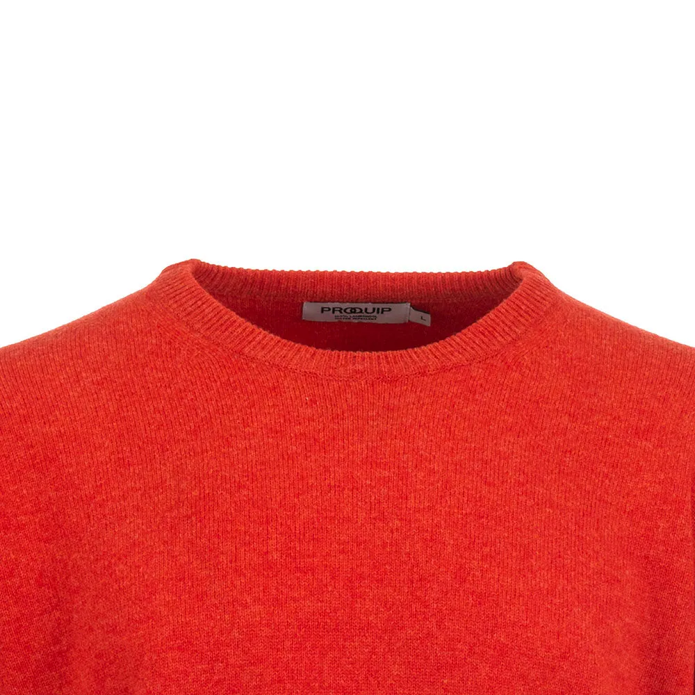 ProQuip Lambswool Water Repellent Crew Neck Golf Sweater - Inferno Orange