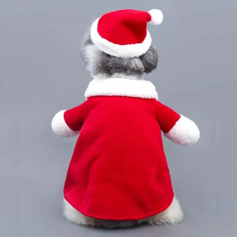 Santa Claus Dog Costume Winter Coat with Cap
