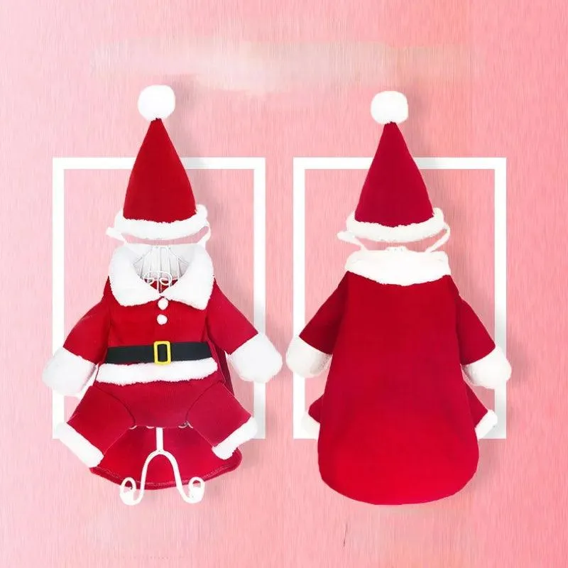 Santa Claus Dog Costume Winter Coat with Cap