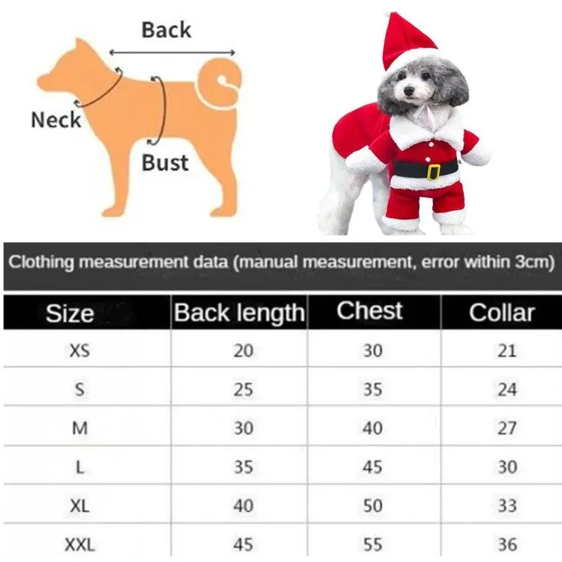 Santa Claus Dog Costume Winter Coat with Cap