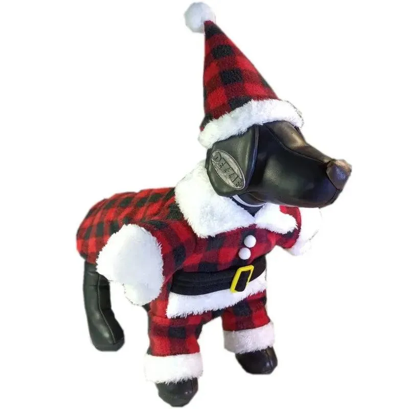 Santa Claus Dog Costume Winter Coat with Cap