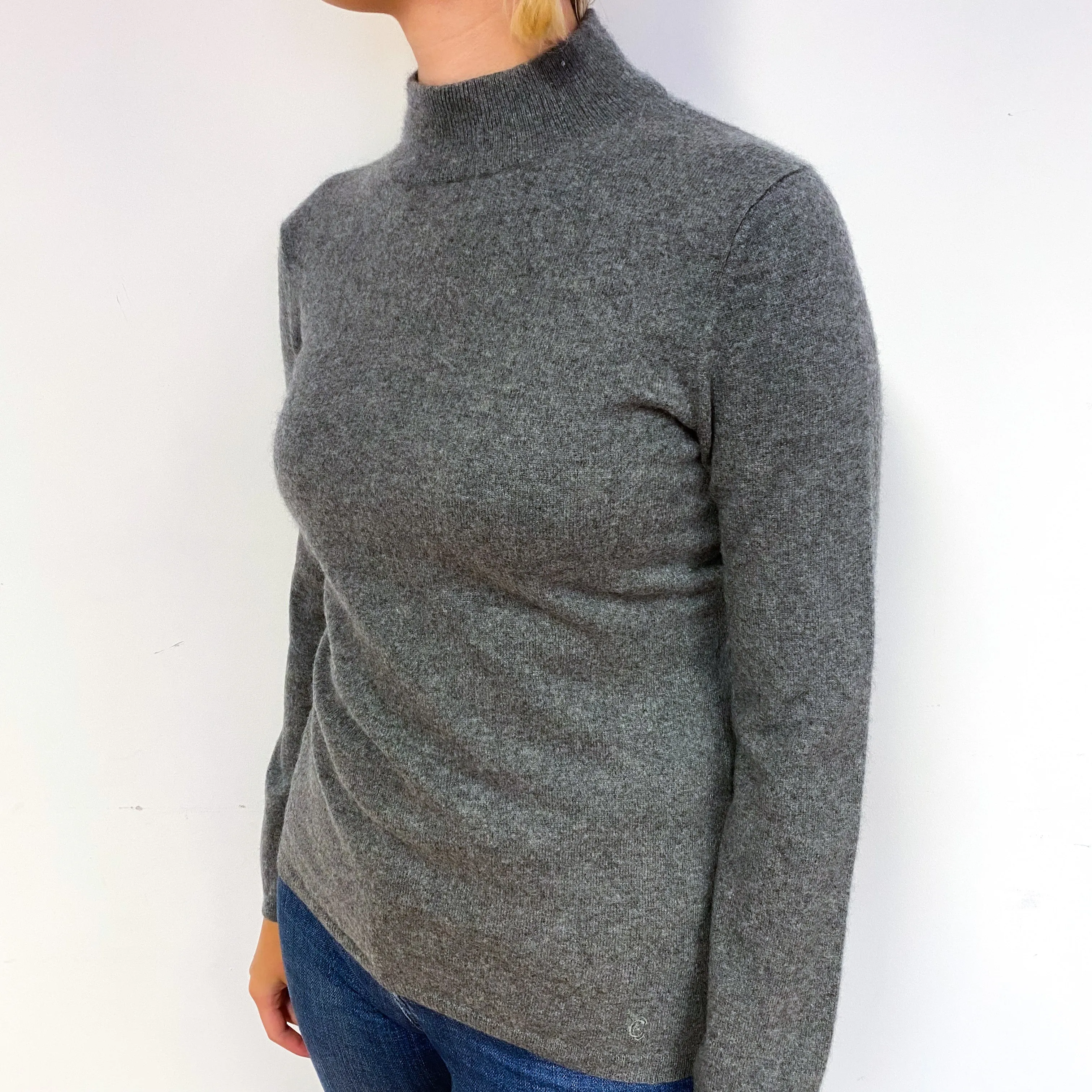 Slate Grey Cashmere Turtle Neck Jumper Small