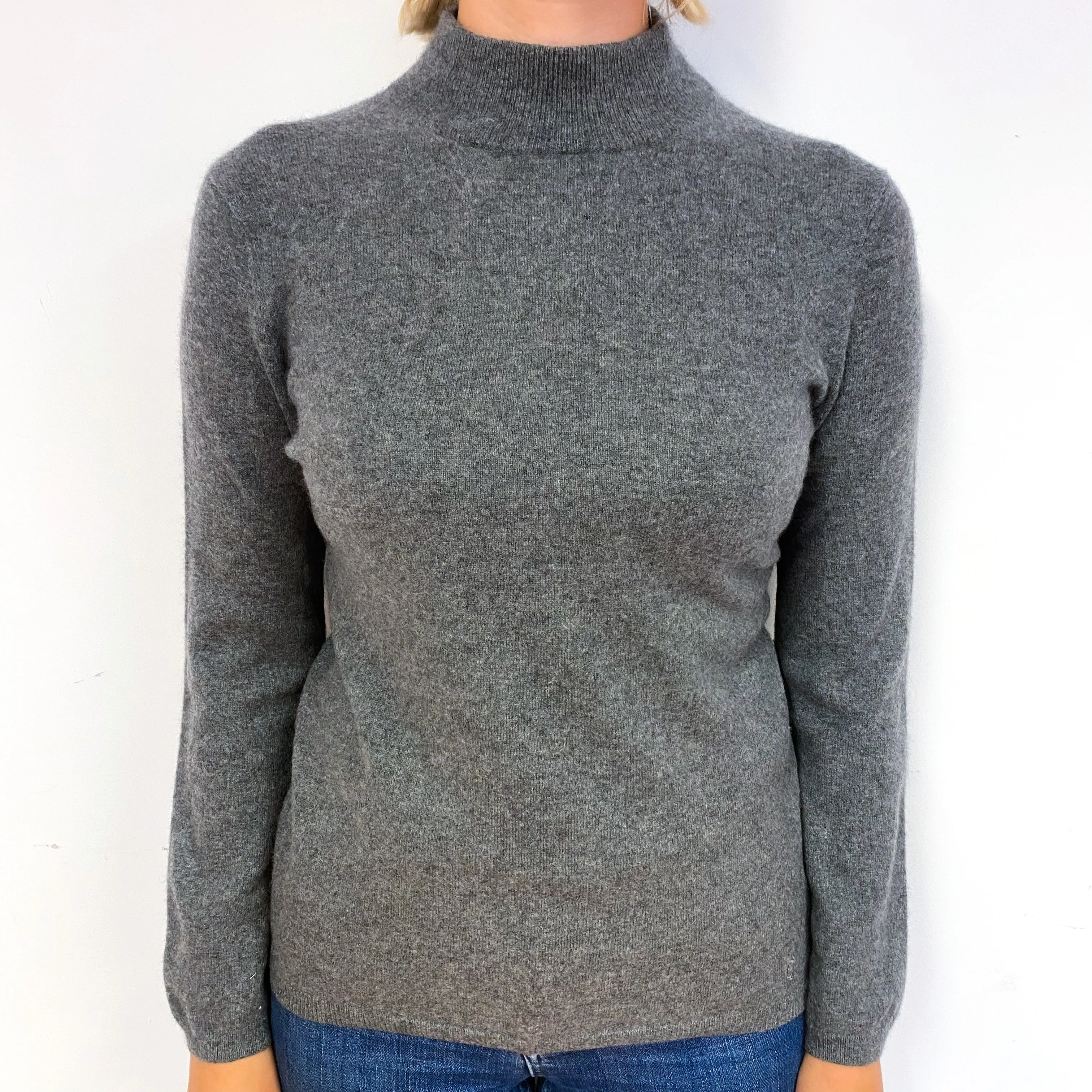 Slate Grey Cashmere Turtle Neck Jumper Small