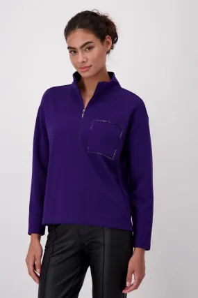 Soft Zip Sweater 807004MNR in Ink by Monari