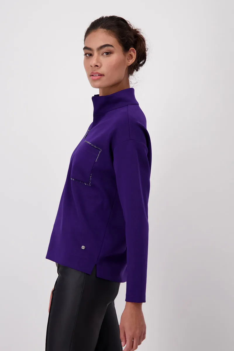 Soft Zip Sweater 807004MNR in Ink by Monari
