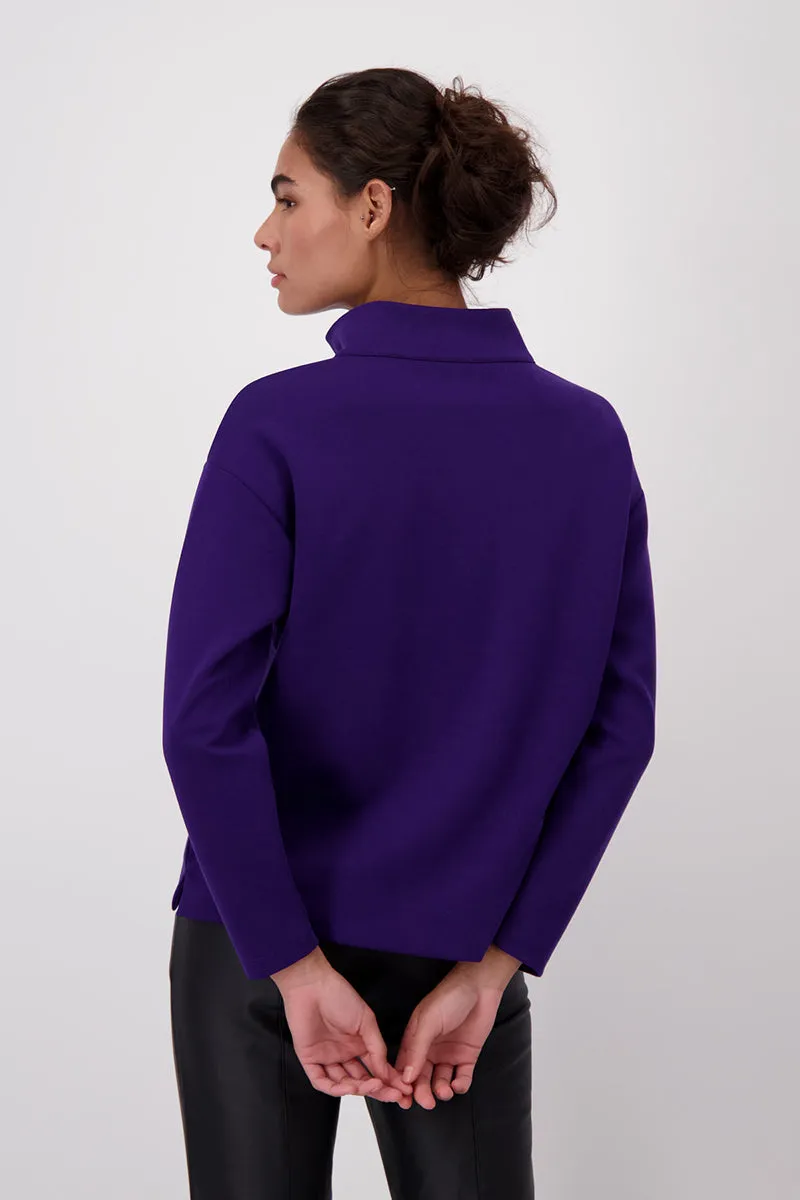 Soft Zip Sweater 807004MNR in Ink by Monari