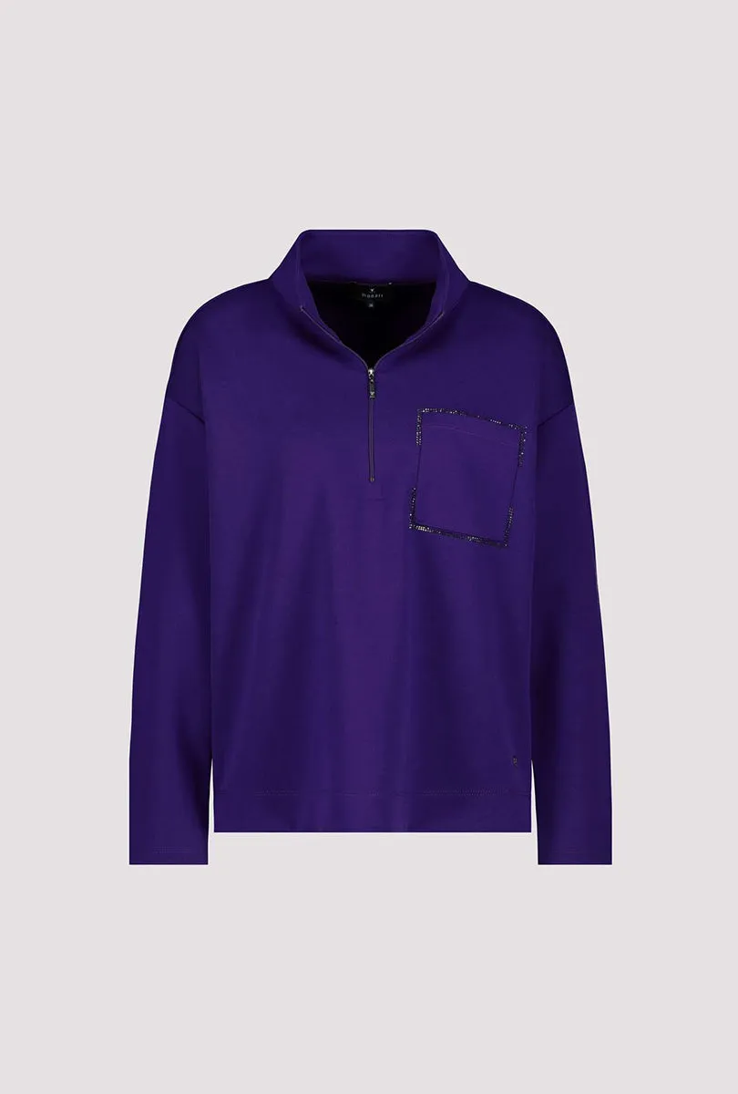 Soft Zip Sweater 807004MNR in Ink by Monari