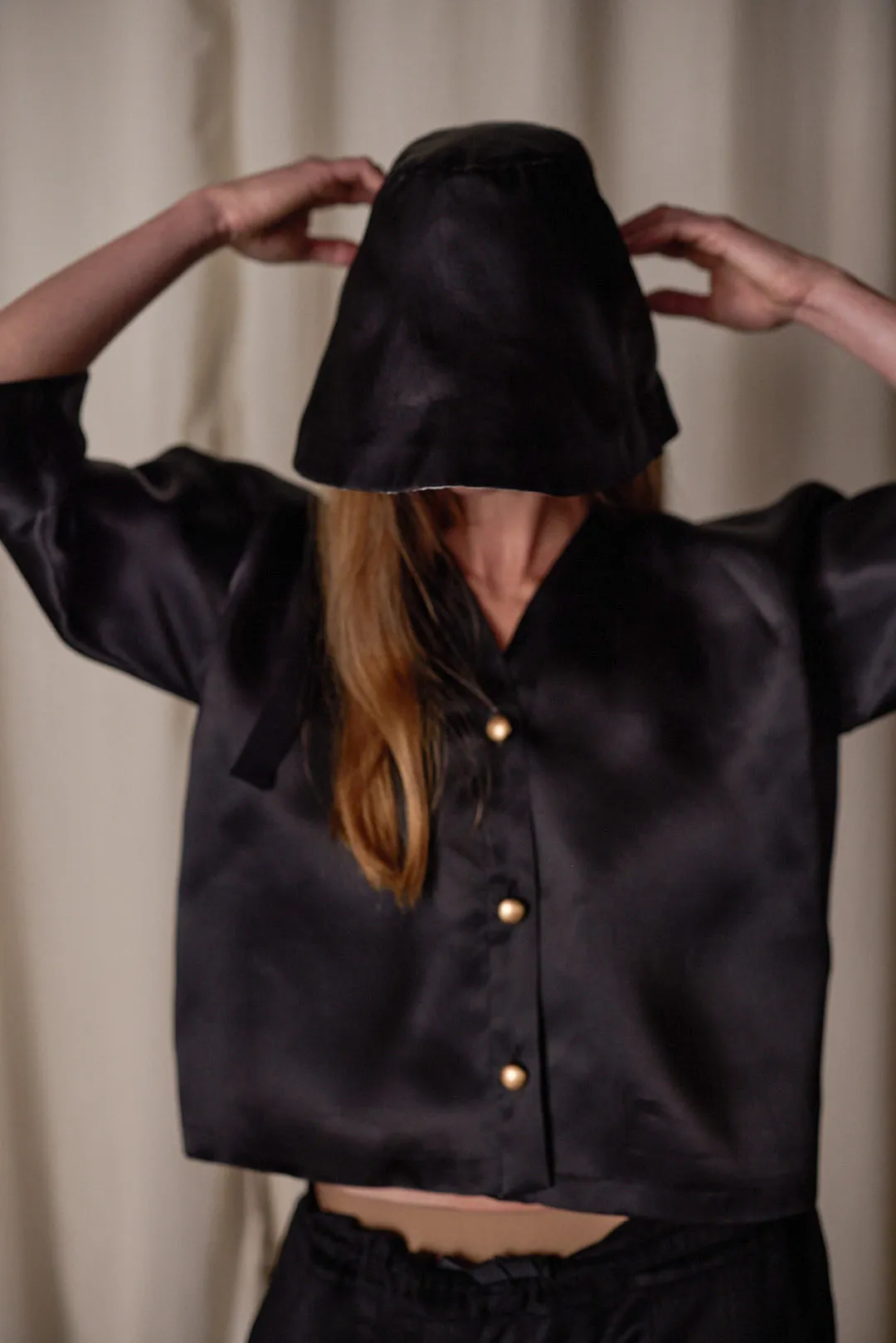 Sumi Top | Black Satin Organza
