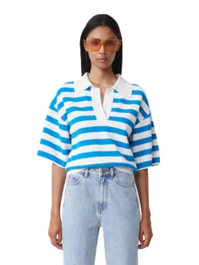 Suncoo Pablito Striped Polo Sweater - Blue