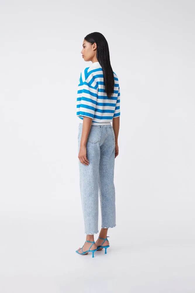 Suncoo Pablito Striped Polo Sweater - Blue