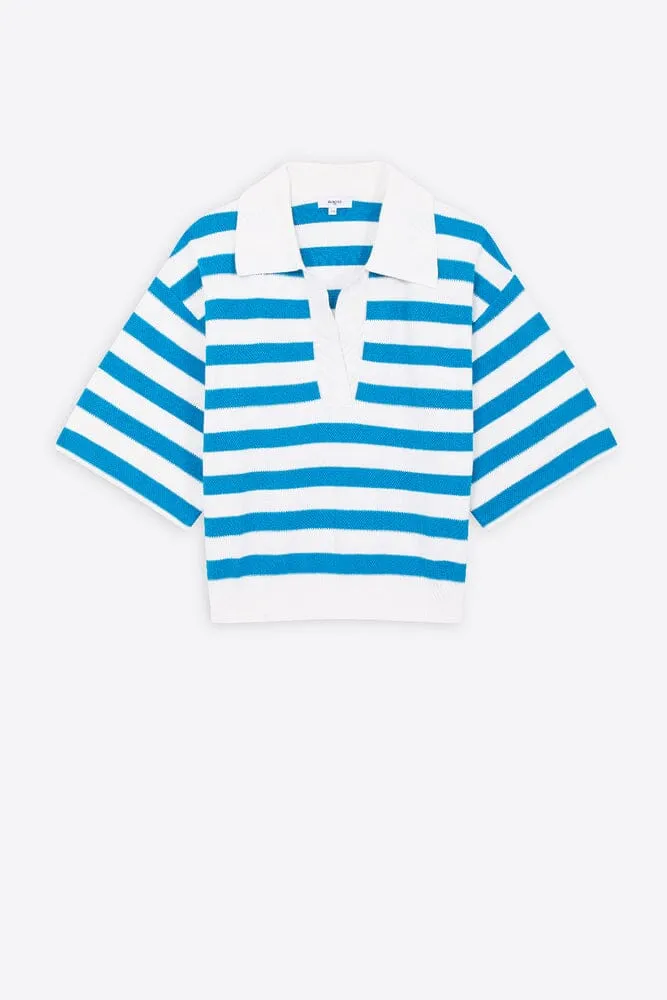Suncoo Pablito Striped Polo Sweater - Blue