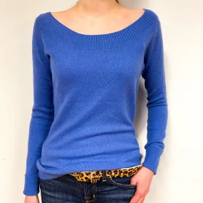 Tanzanite Blue Cashmere Scoop Neck Jumper Extra Small
