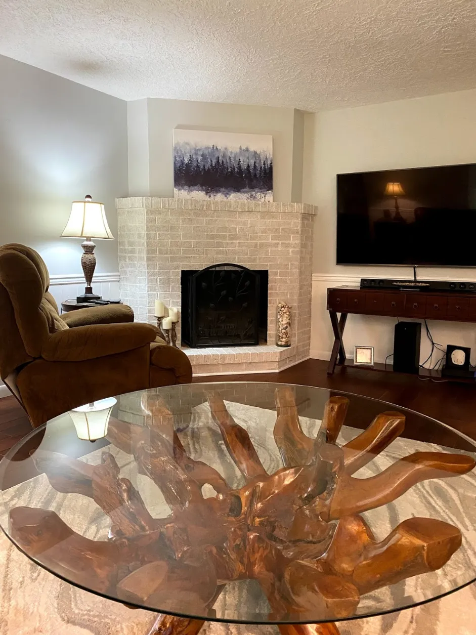 Teak Wood Root Coffee Table including a 63" Round Glass Top