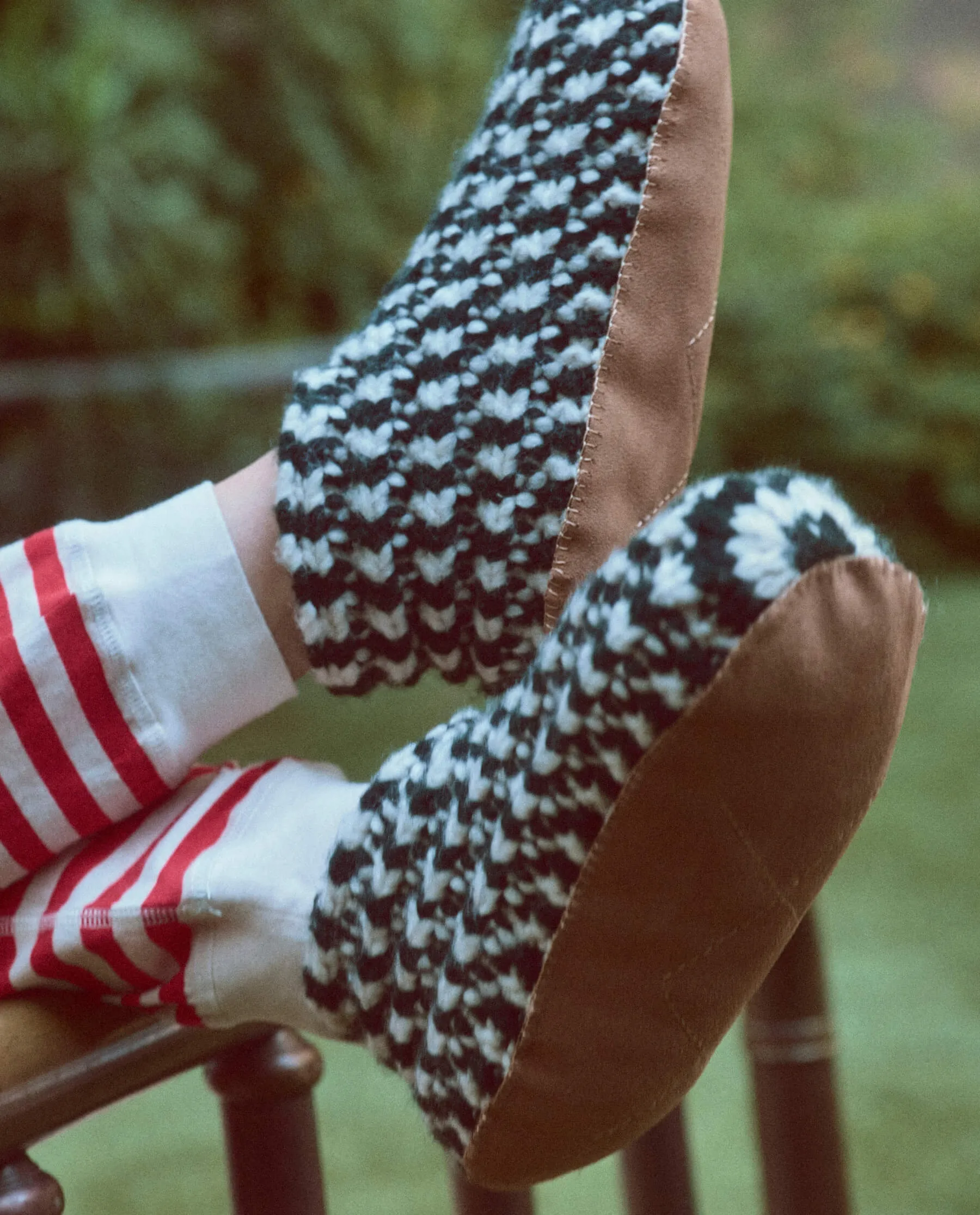 The Bootie Slipper. -- Black And Cream Stripe