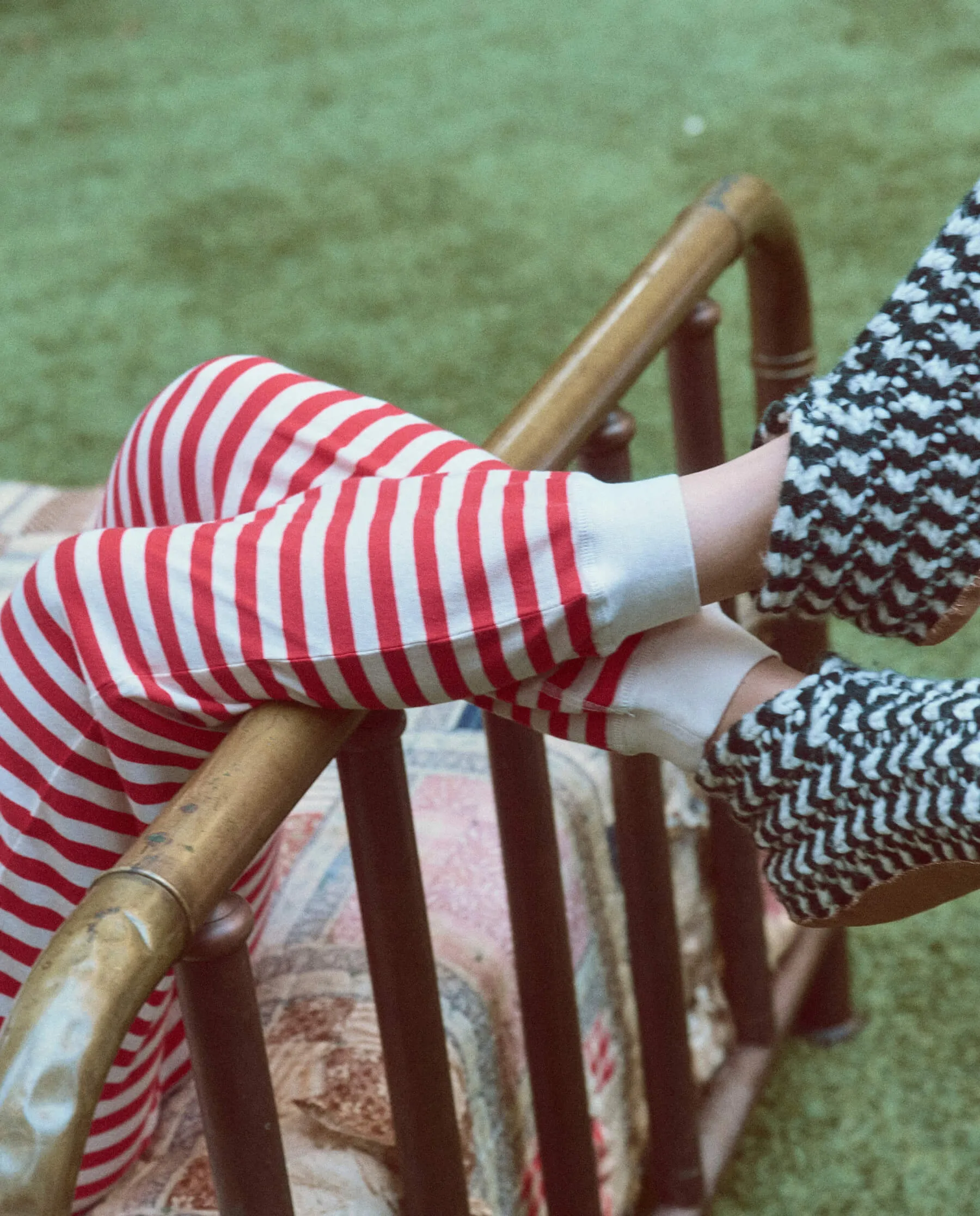 The Bootie Slipper. -- Black And Cream Stripe
