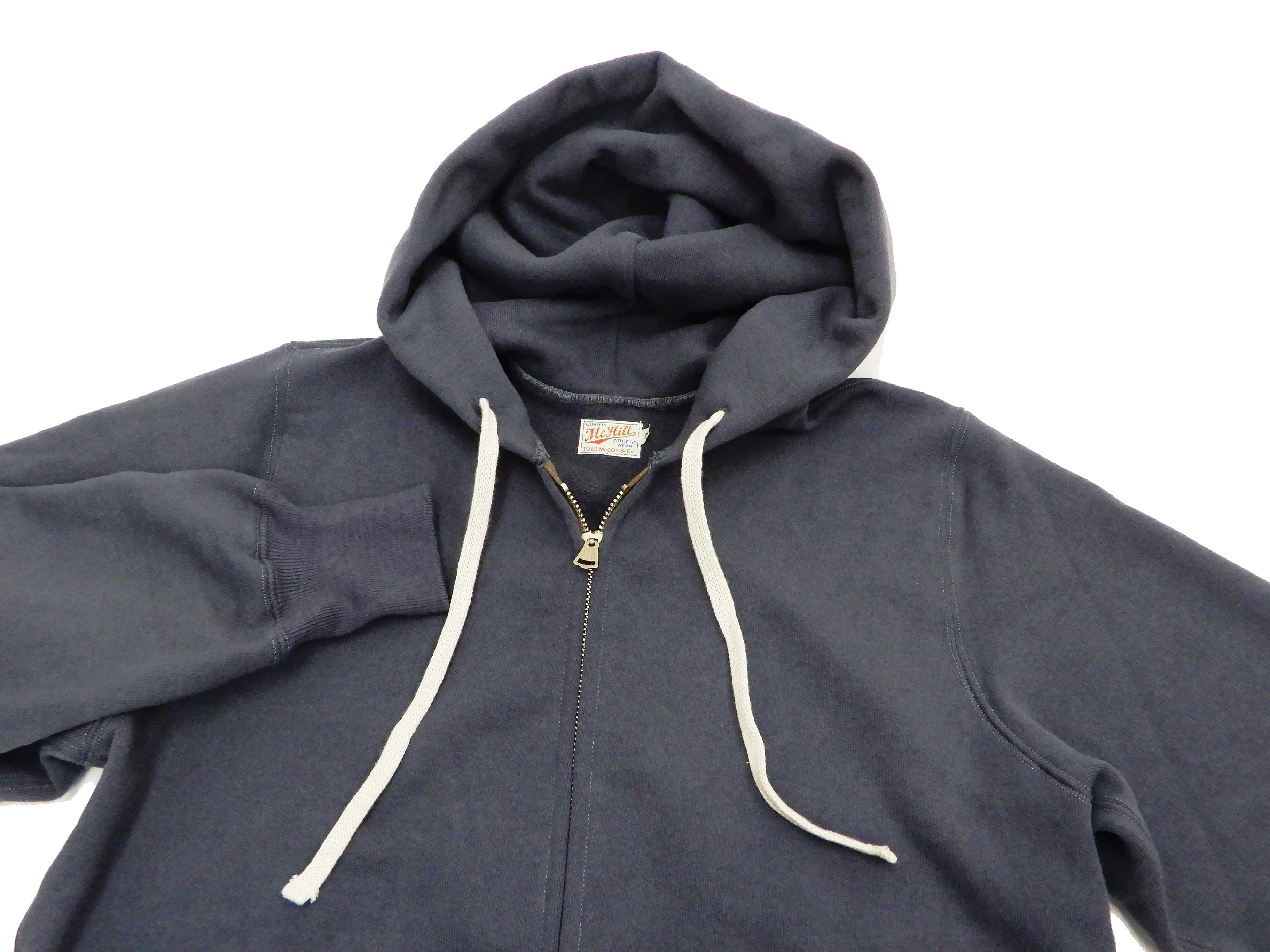 TOYS McCOY Hoodie Men's Vintage inspired Plain Zip Front Hooded Sweatshirt TMC2065 141-Faded-bluish-gray