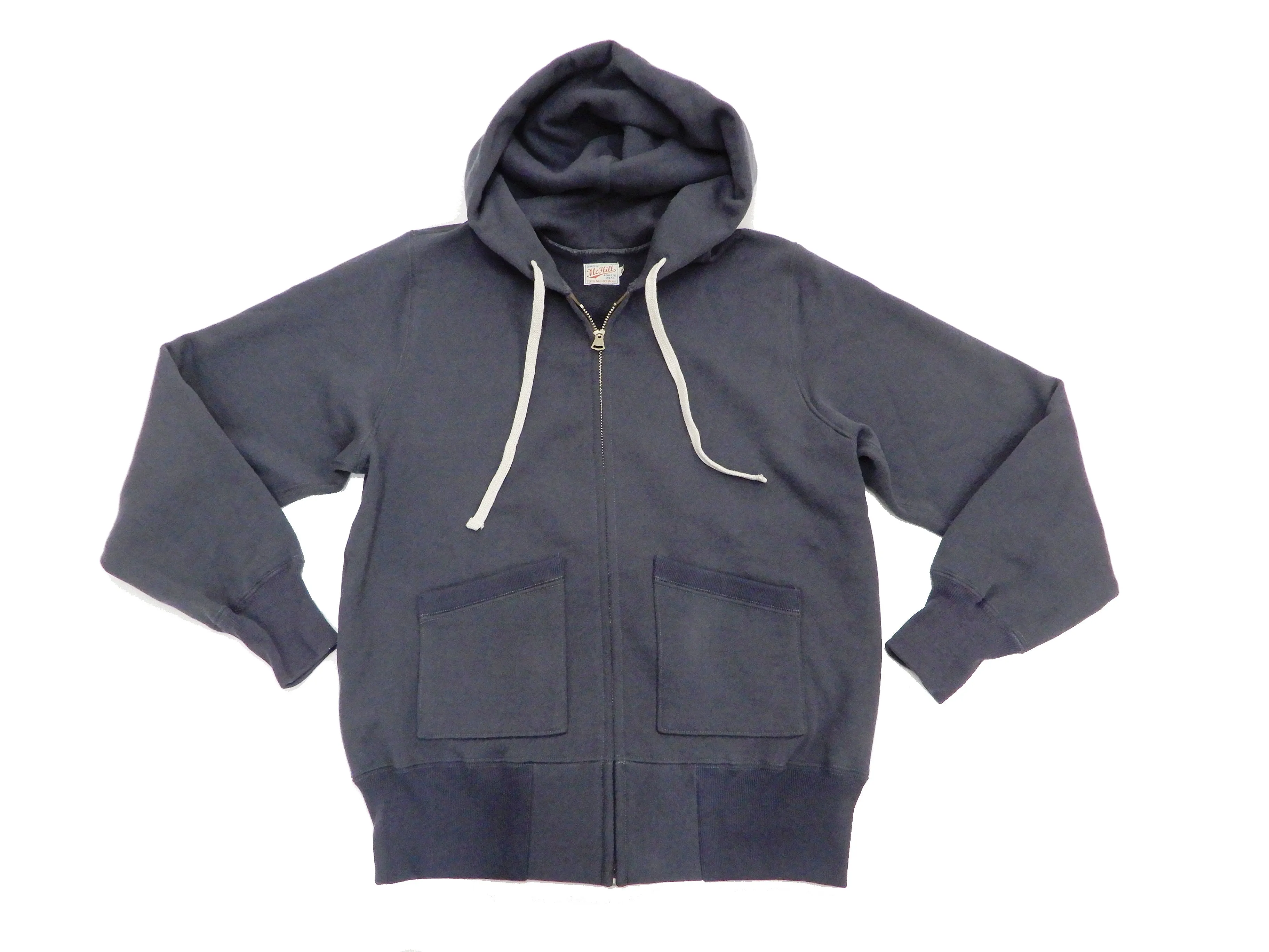 TOYS McCOY Hoodie Men's Vintage inspired Plain Zip Front Hooded Sweatshirt TMC2065 141-Faded-bluish-gray