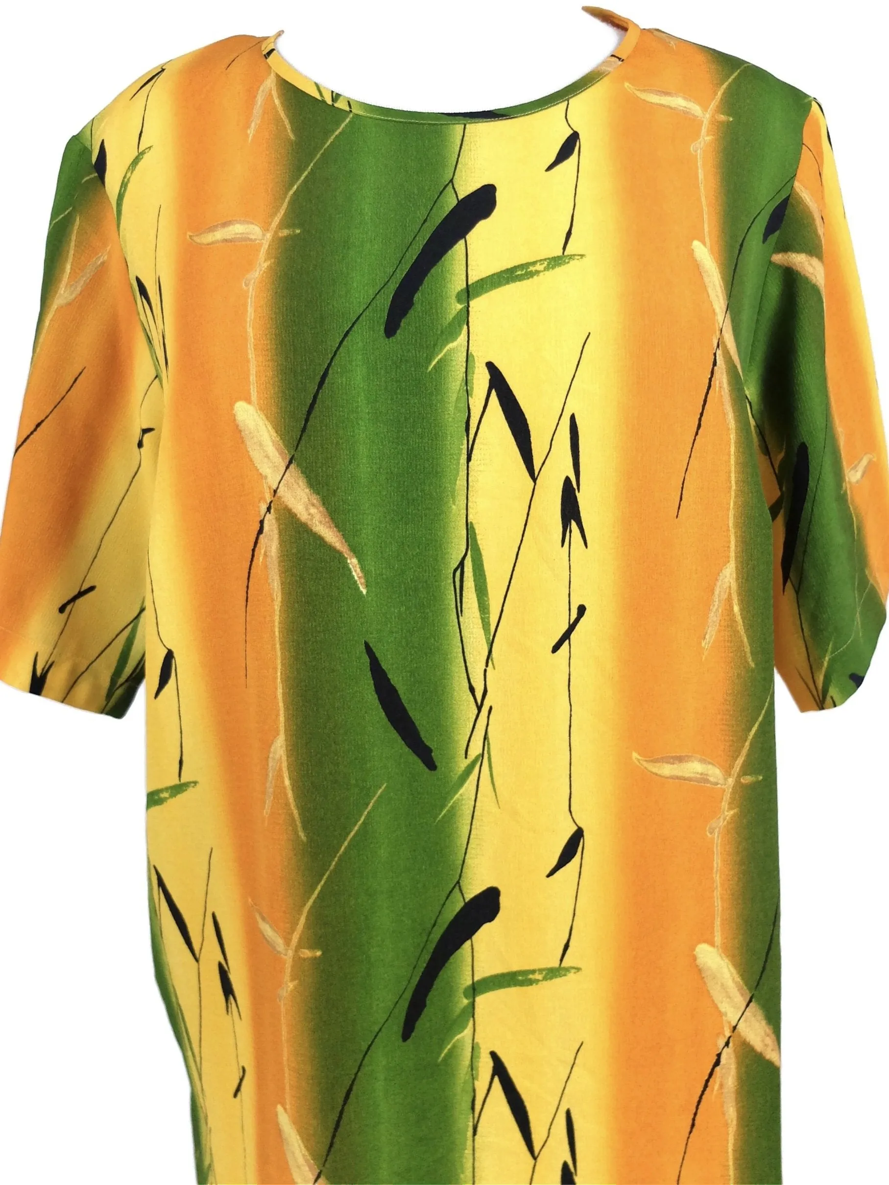 Vintage 90s Ombré Bohemian Abstract Short Sleeve Pullover Blouse