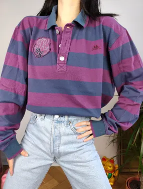 Vintage Robe di Kappa polo shirt long sleeve purple blue stripe pattern rugby sweatshirt women unisex men L-XL
