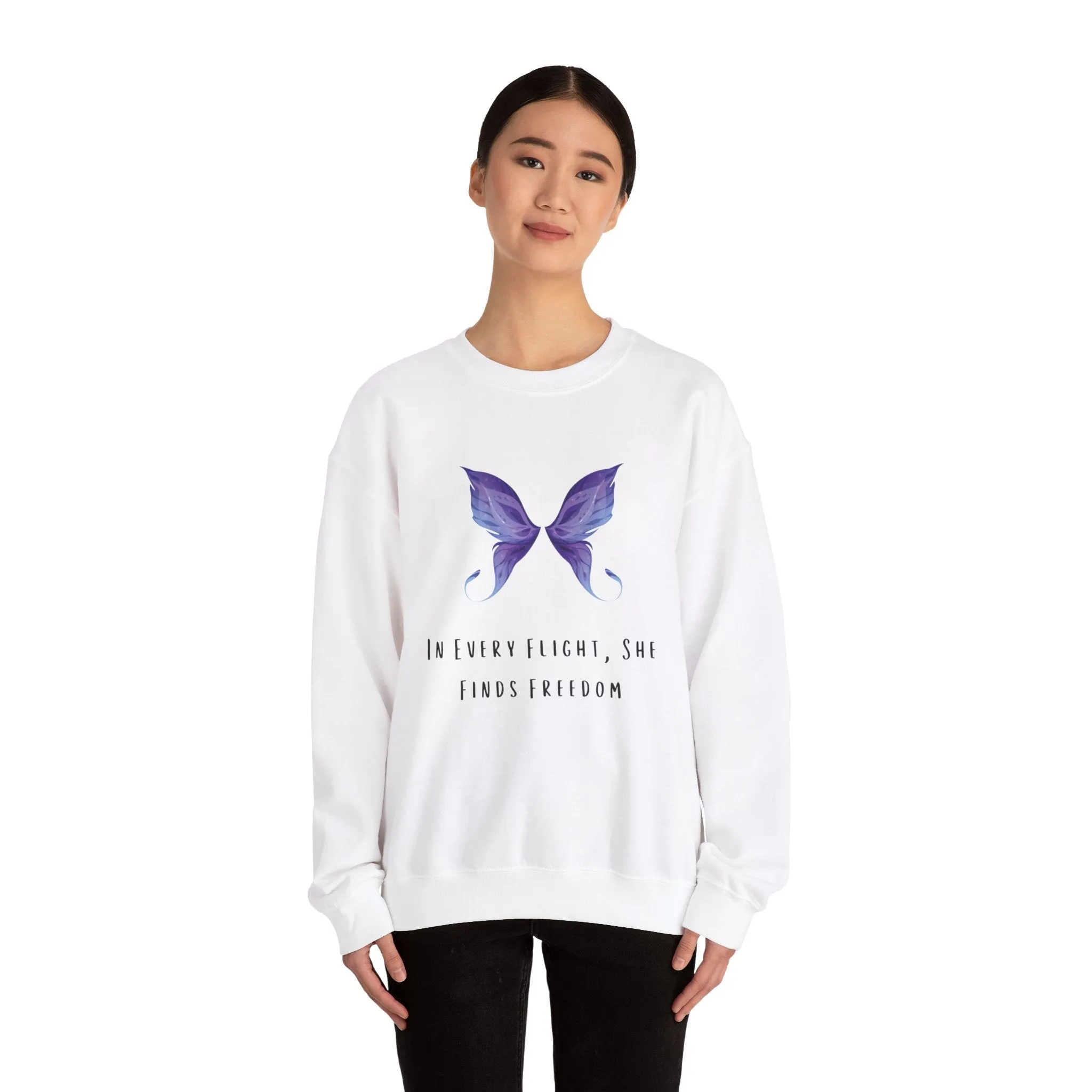 Women's Butterfly Print SweatShirt - In Every Flight, She Finds Freedom