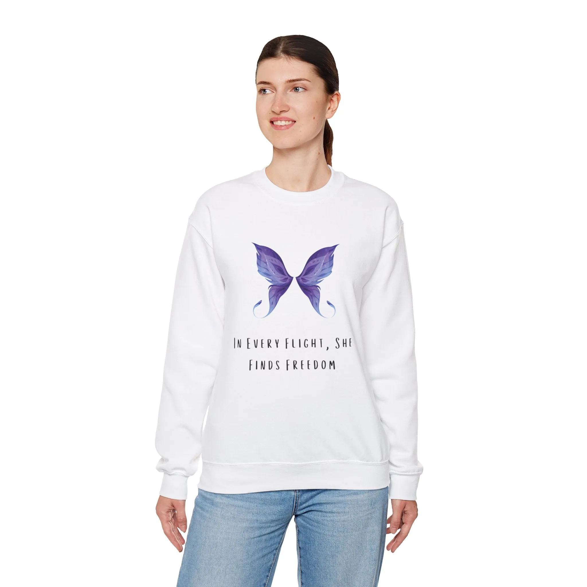 Women's Butterfly Print SweatShirt - In Every Flight, She Finds Freedom