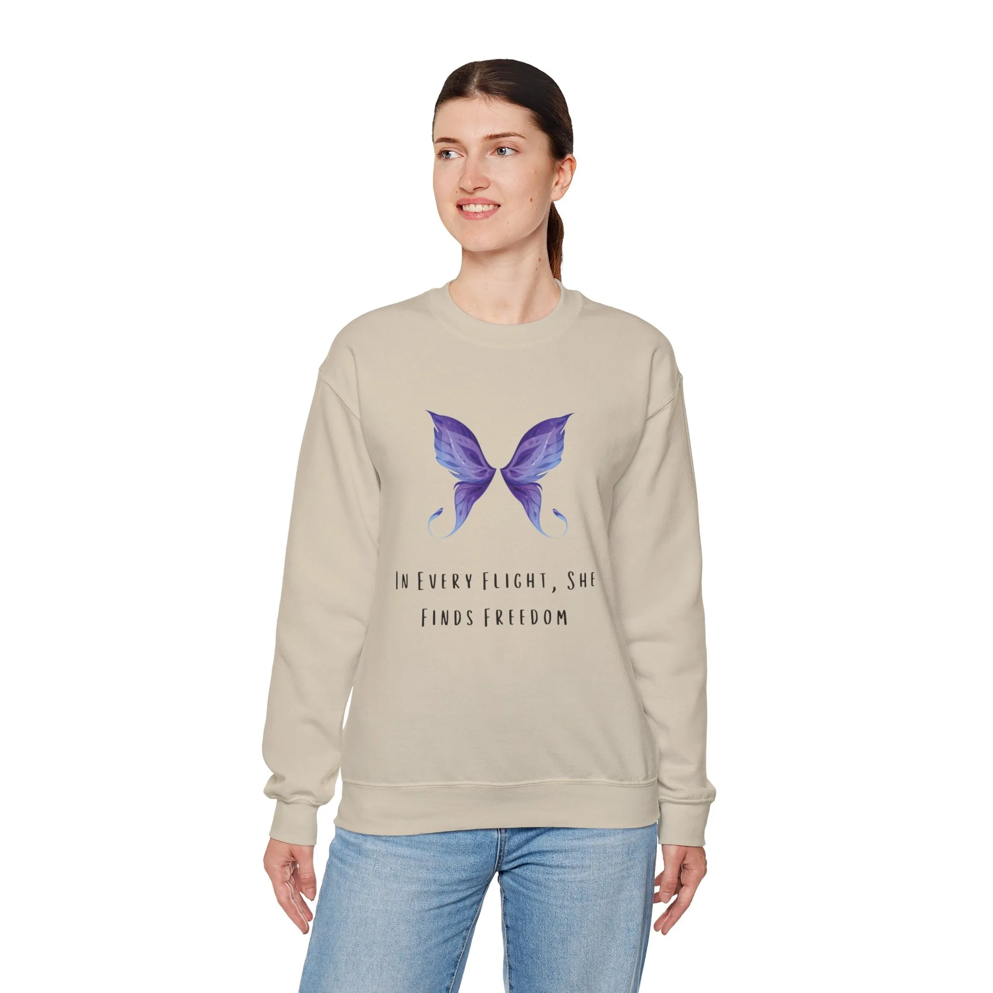 Women's Butterfly Print SweatShirt - In Every Flight, She Finds Freedom