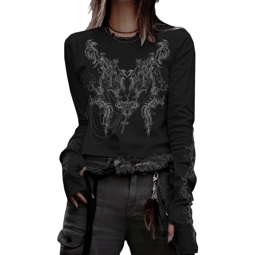 Women's Clothing Milk Silk Brushed Long Sleeve Printed Slim Fit Slimming
