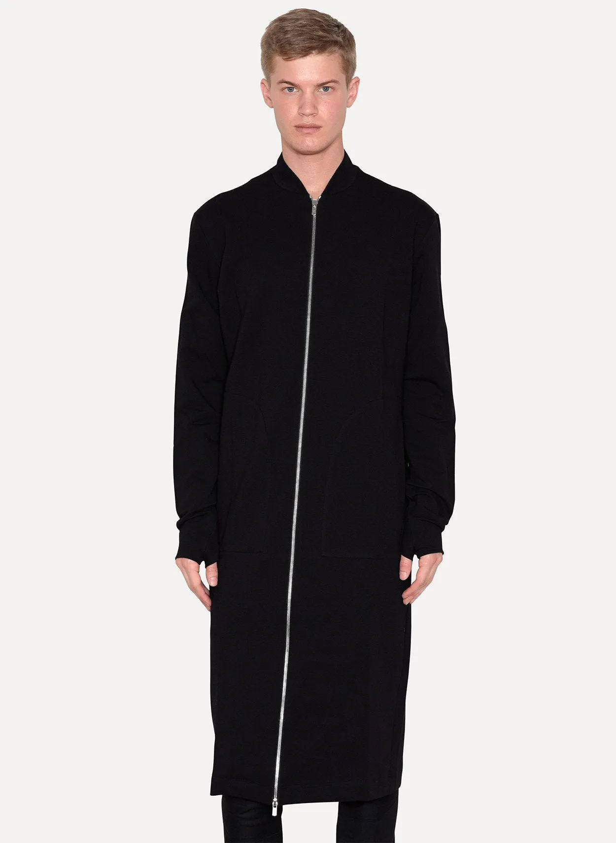 Zip Front Long Sweatshirt Coat